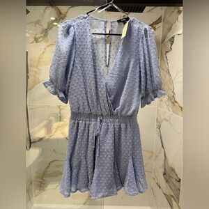 Trixxi Light Blue Textured Mini Dress/Romper